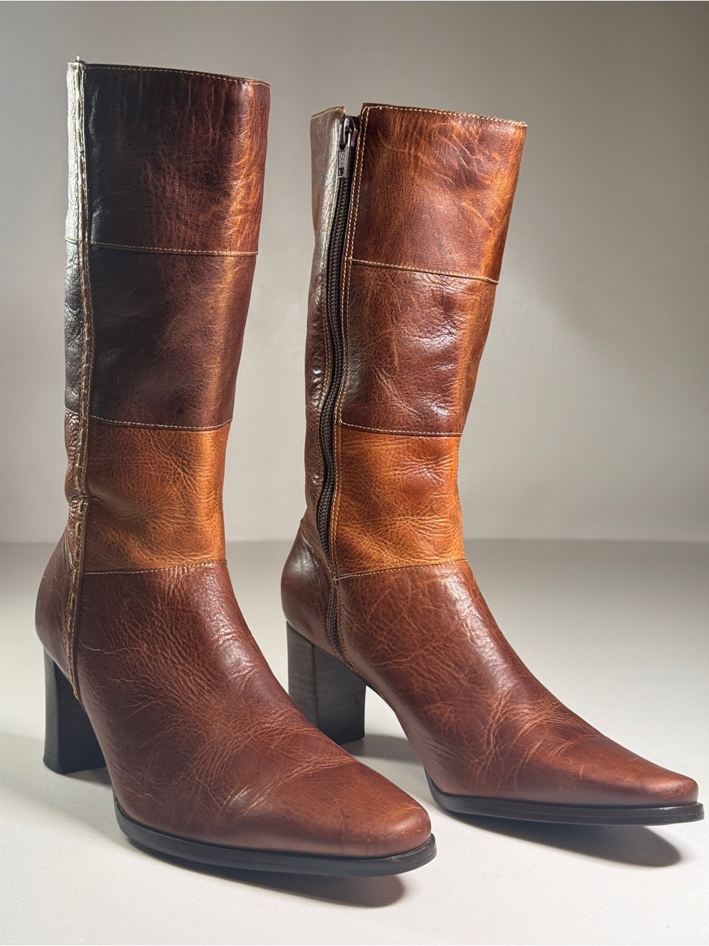 Y2K VTG Leather Boots Matisse Park Avenue Patchwork SZ 5-5 1/2 Made In Brazil